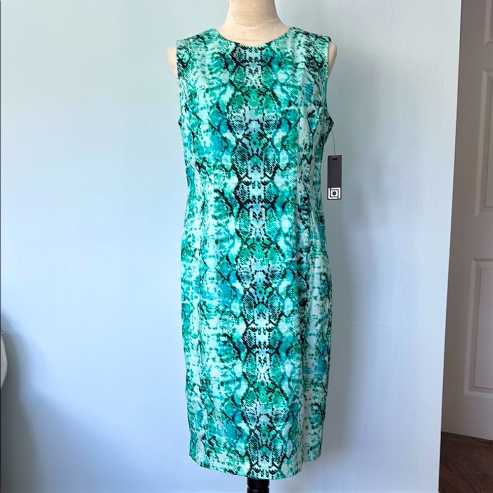 Green Snake Print Sheath Dress